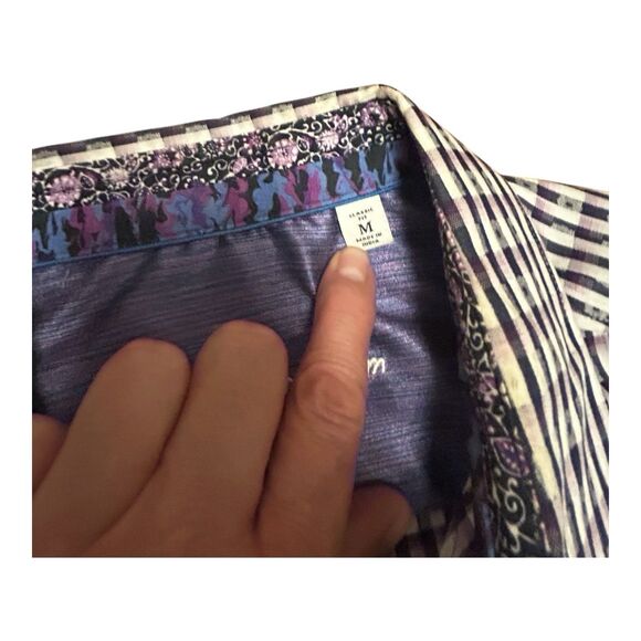 Robert Graham Shirt Medium Flip Sleeve EUC Purple, Lilac - Picture 8 of 10